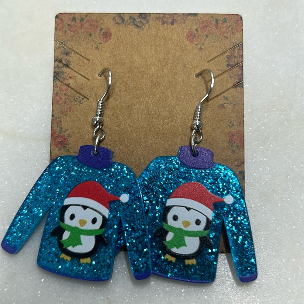 Sparkling Penguin Holiday Earrings